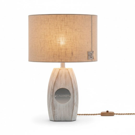 Calixey Coastal Farmhouse Linen Shade Table Lamp
