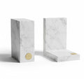 Calixey White Marble Minimalist Bookends Set