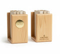 Calixey Natural Wood Minimalist Bookends Set