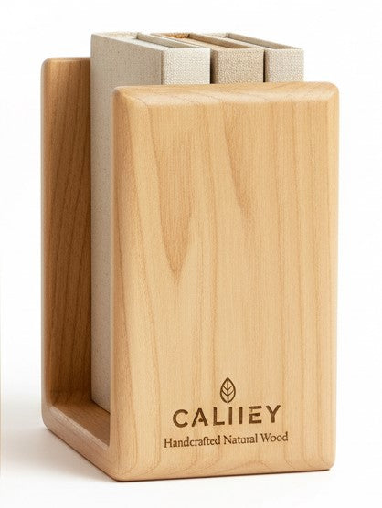 Calixey Natural Wood Minimalist Bookends Set
