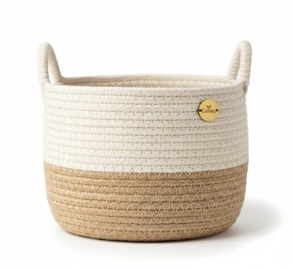 Calixey Two-Tone Woven Storage Basket with Handles
