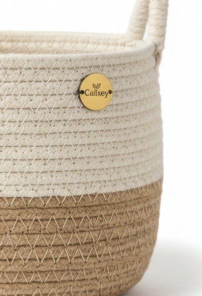 Calixey Two-Tone Woven Storage Basket with Handles