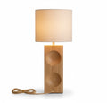 Calixey Wooden Table Lamp with Fabric Shade